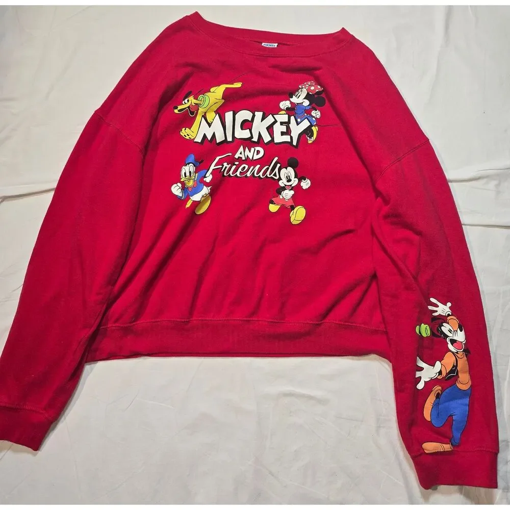 Vintage 90s Mickey & Friends Disney Red Sweatshirt Size 3X - 89
